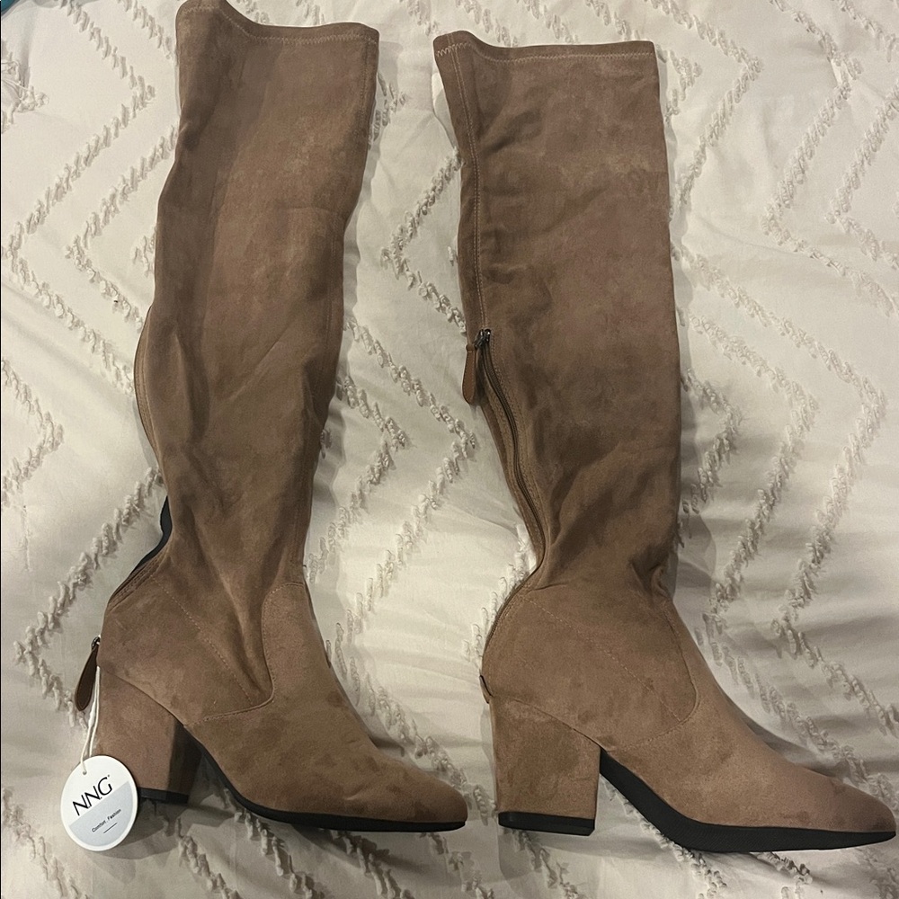 Tan over the Knee-High Boots